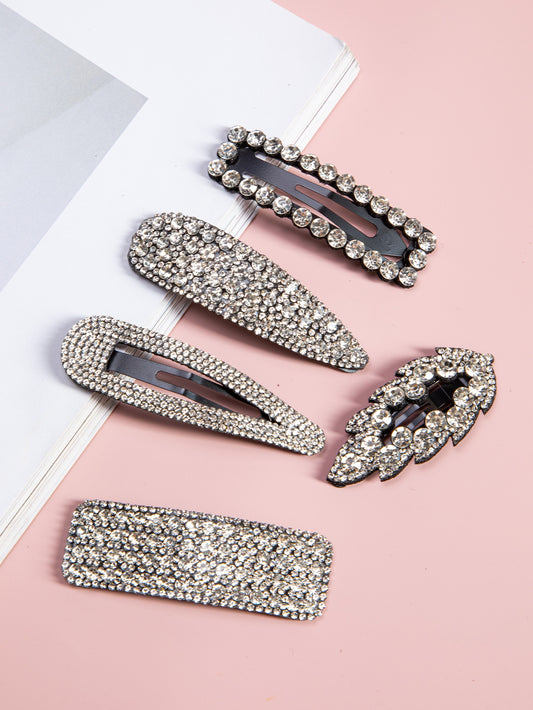 5pcs Elegant High-End Rhinestone Hair Clips, Suitable For Daily, Party, And Photography, Hair Accessories, Head Accesssories