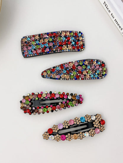 4pcs Multicolor Women's Heavy Duty Rhinestone Hair Clips Suitable For Daily And Festival Usage Royal Claw Clips Hair Claws Hair Barrettes, School Stuff, Looks Of Party, Hair Accessories, Head Accesssories