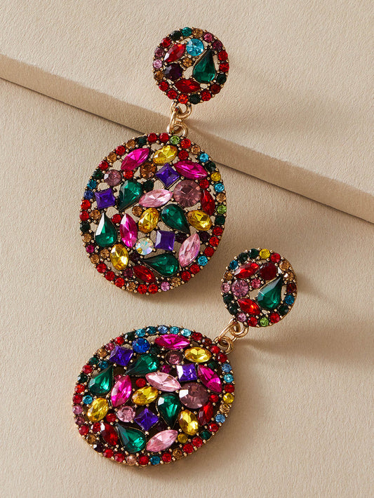 imoli Random Color Rhinestone Oval Drop Earrings