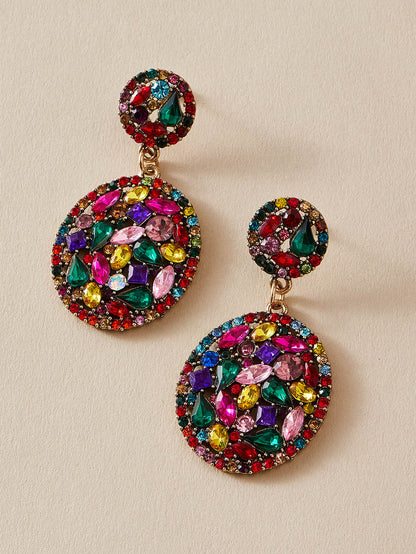 imoli Random Color Rhinestone Oval Drop Earrings