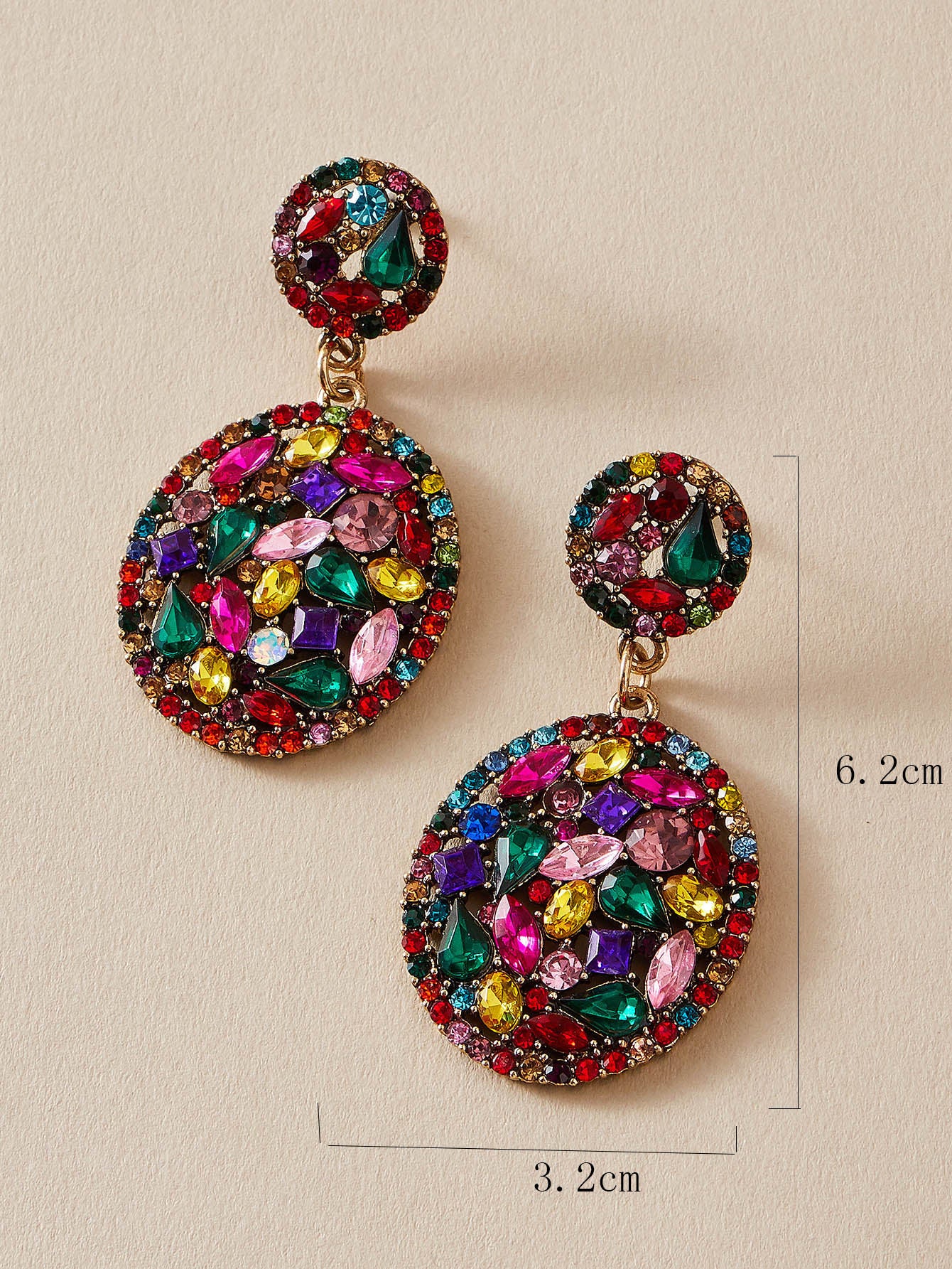 imoli Random Color Rhinestone Oval Drop Earrings