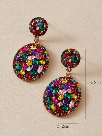 imoli Random Color Rhinestone Oval Drop Earrings