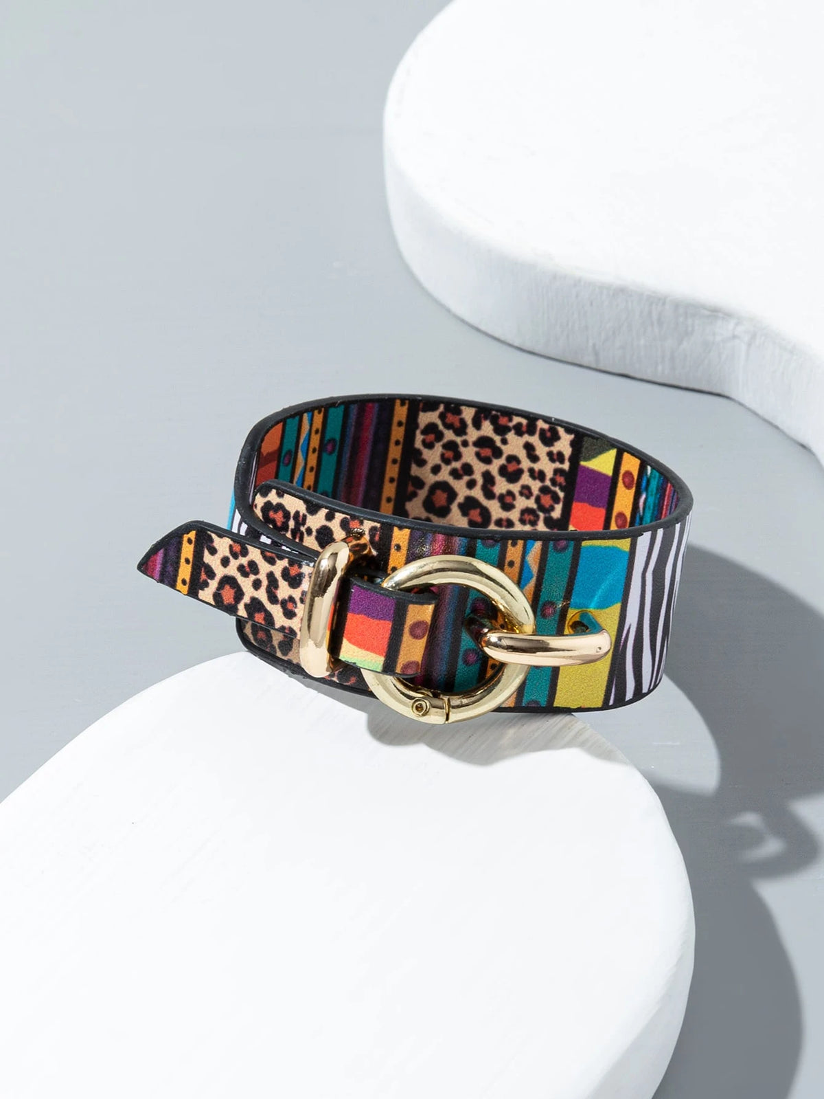 1pc Colorful Leopard Print Button Closure Bracelet