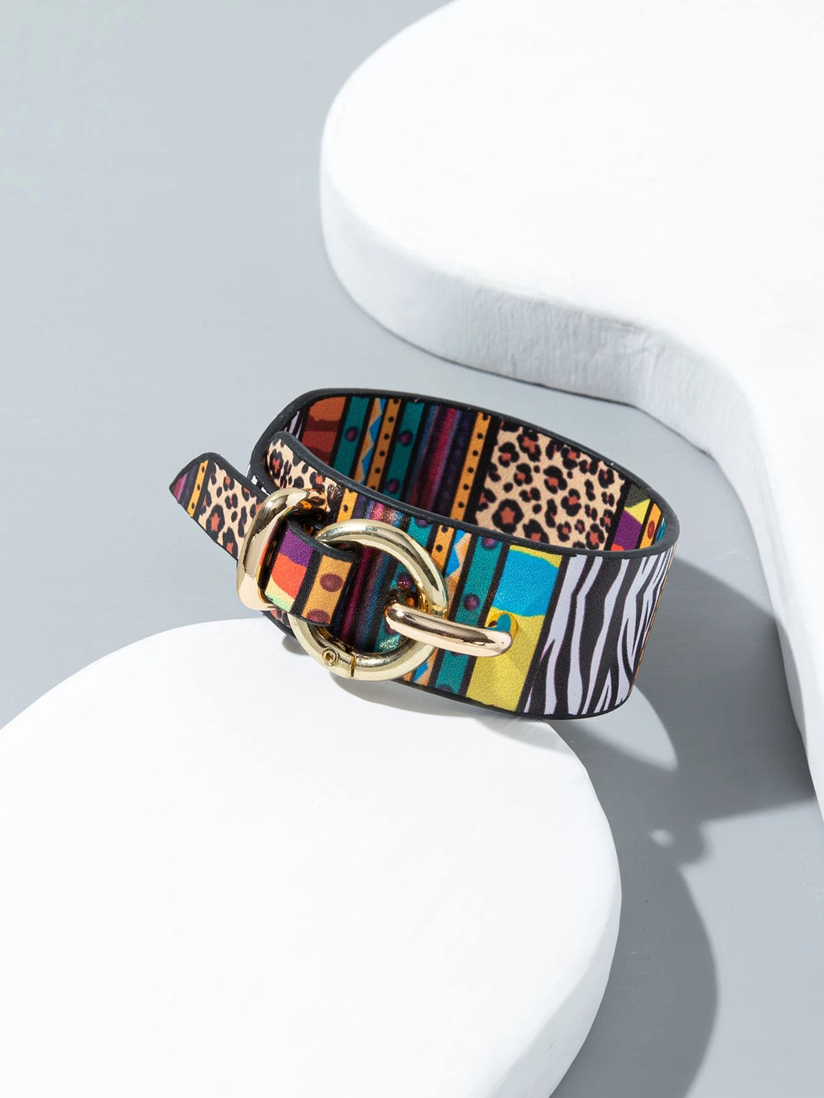 1pc Colorful Leopard Print Button Closure Bracelet
