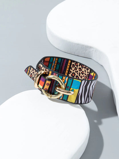 1pc Colorful Leopard Print Button Closure Bracelet
