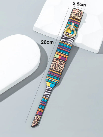 1pc Colorful Leopard Print Button Closure Bracelet