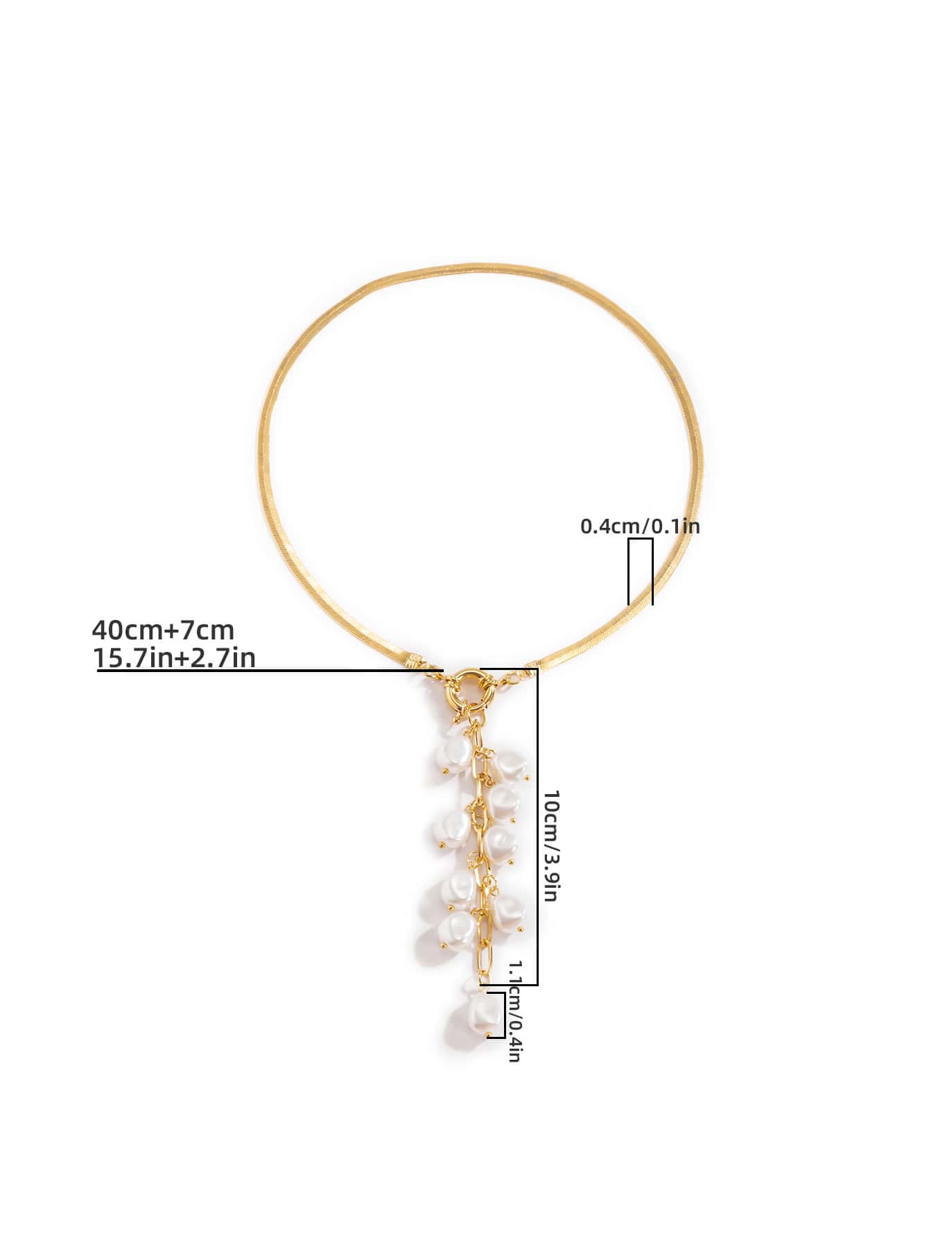 Faux Pearl Tassel Charm Y Lariat Necklace