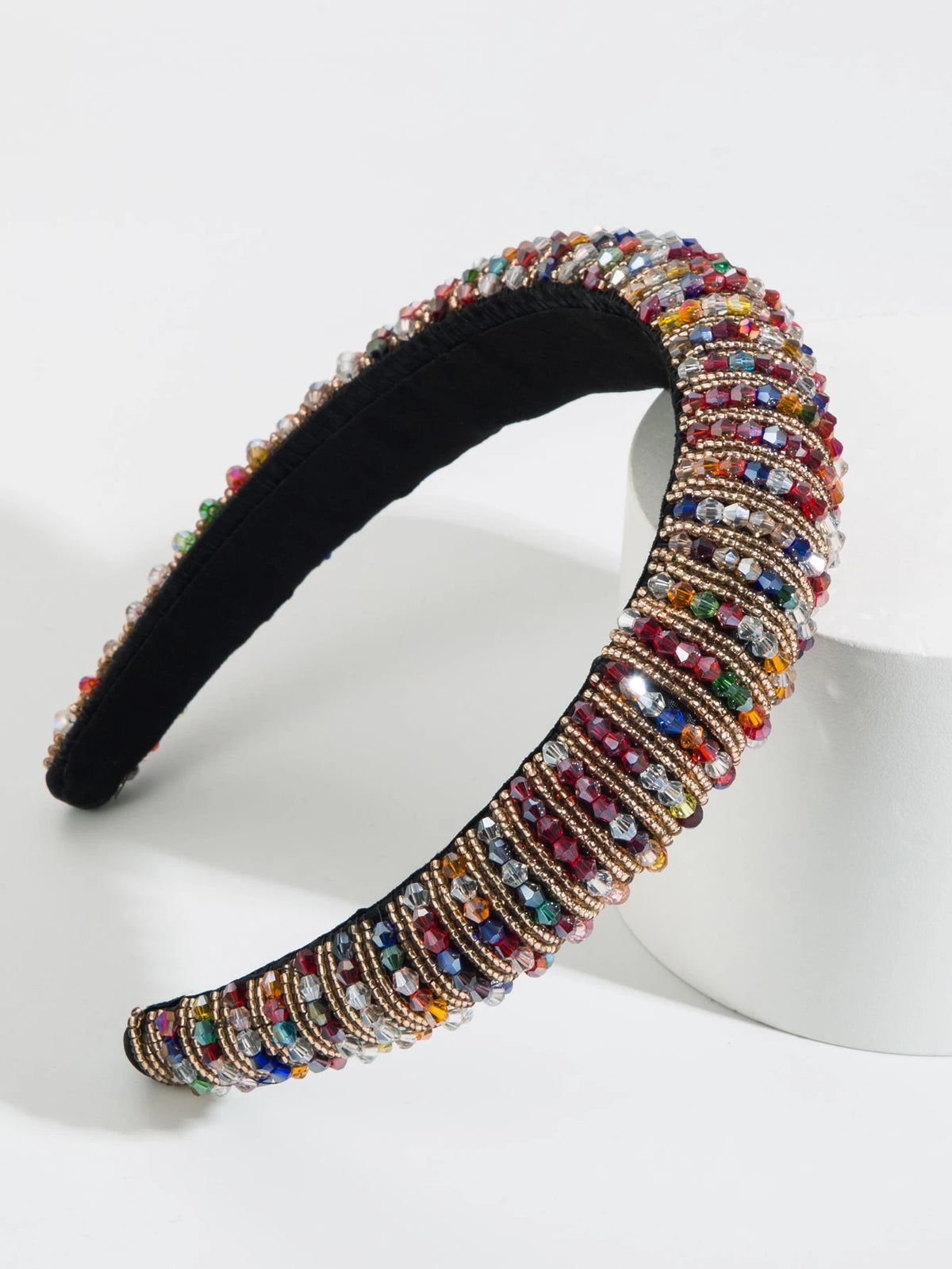 1pc Fashionable Elegant Sponge High-Top Crystal Headband