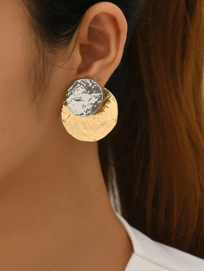 Two Tone Round Design Earring Jackets