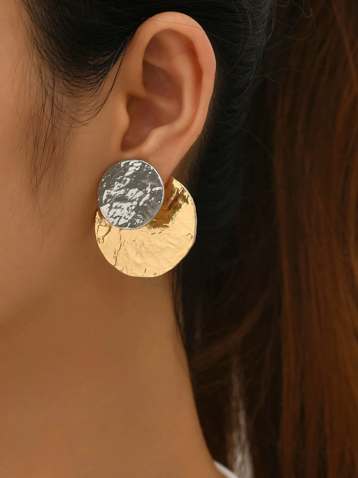 Two Tone Round Design Earring Jackets