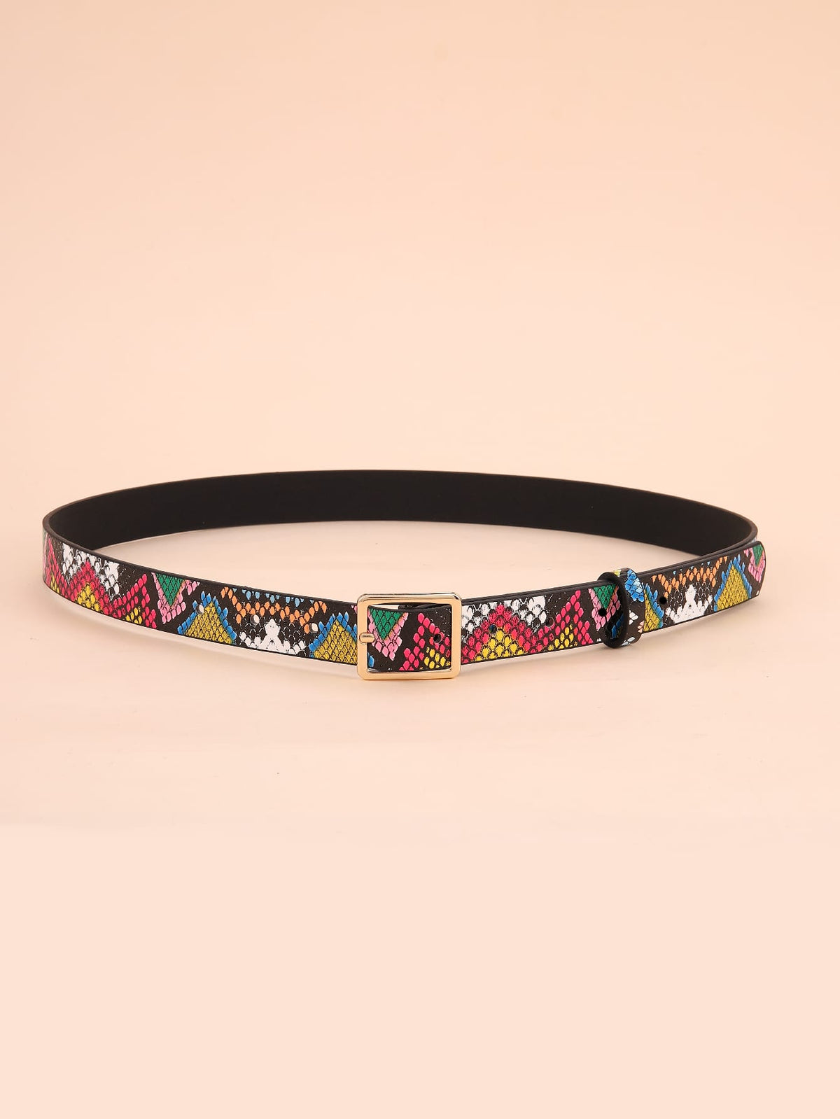 Boho 1pc Women Random Snakeskin Square Buckle Fashion Belt Halloween Summer, School Fall, Autumn, Halloween