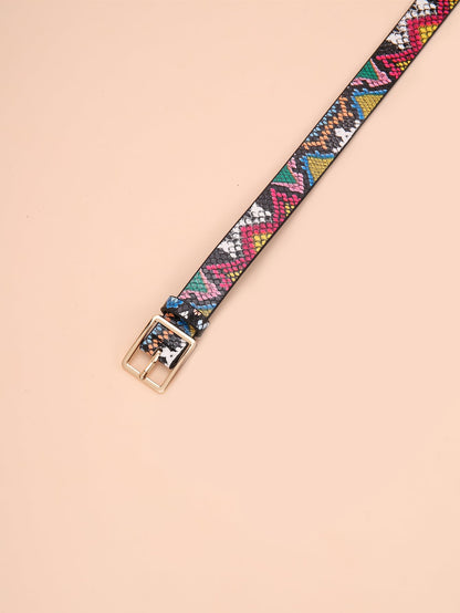 Boho 1pc Women Random Snakeskin Square Buckle Fashion Belt Halloween Summer, School Fall, Autumn, Halloween