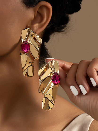 1pair Exaggerated Sea Wave Shape Luxurious Earrings For Women's Evening Party, Banquet, Summer Vacation And Leisure