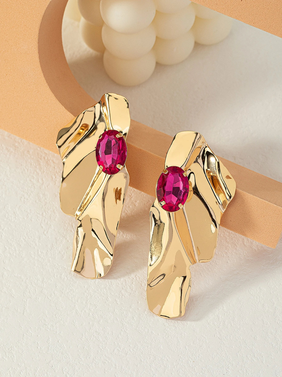 1pair Exaggerated Sea Wave Shape Luxurious Earrings For Women's Evening Party, Banquet, Summer Vacation And Leisure