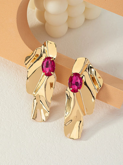 1pair Exaggerated Sea Wave Shape Luxurious Earrings For Women's Evening Party, Banquet, Summer Vacation And Leisure
