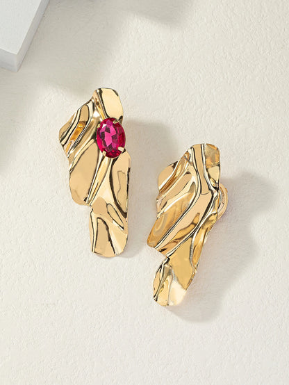1pair Exaggerated Sea Wave Shape Luxurious Earrings For Women's Evening Party, Banquet, Summer Vacation And Leisure