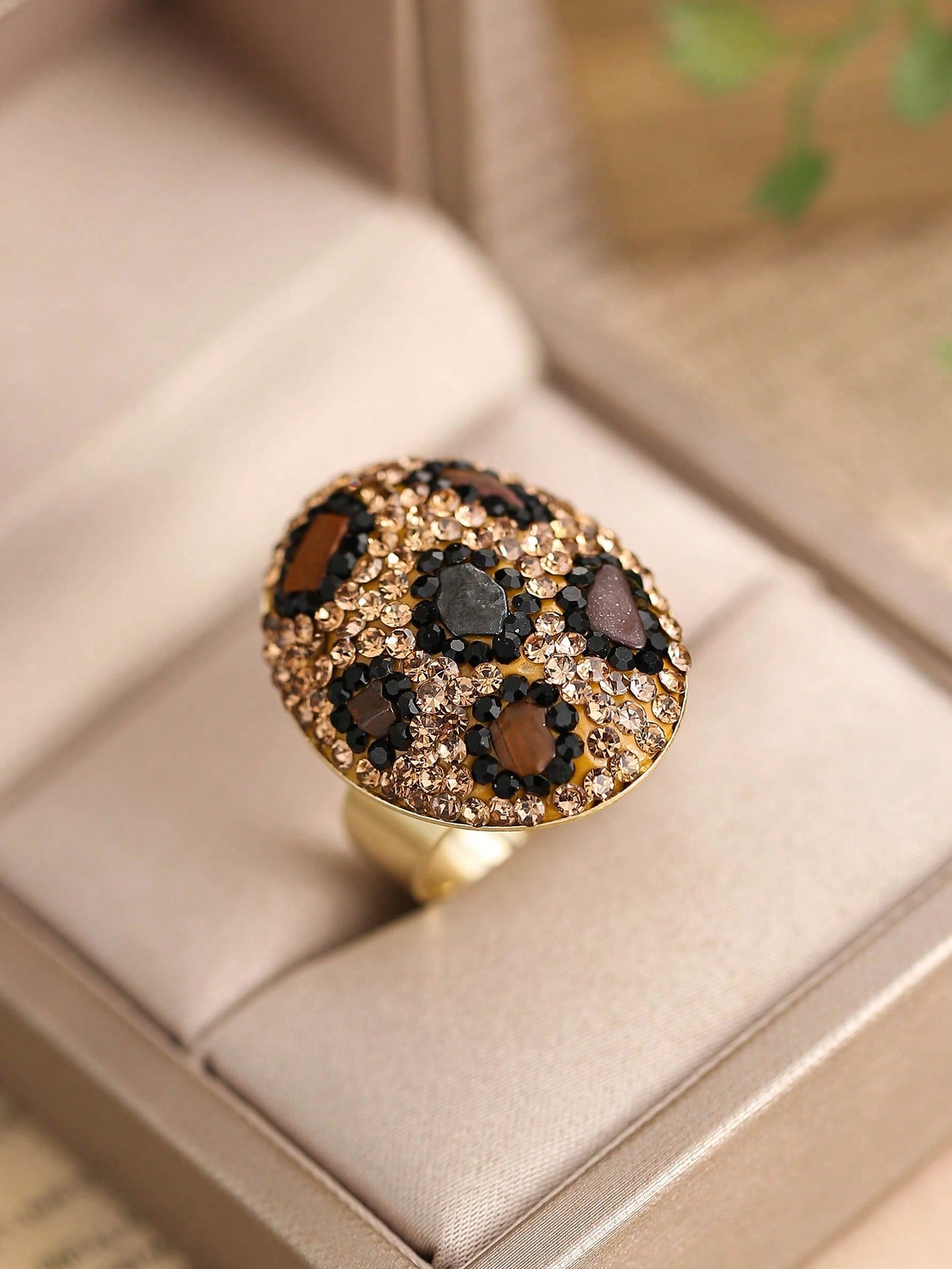 1pc Fashion Cubic Zirconia Decor Leopard Pattern Ring For Women For Daily Decoration