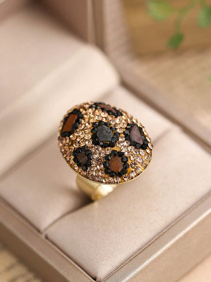 1pc Fashion Cubic Zirconia Decor Leopard Pattern Ring For Women For Daily Decoration