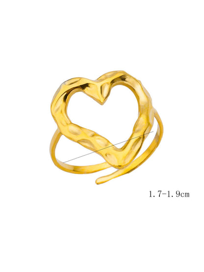 1pc Fashionable Stainless Steel Heart Decor Cuff Ring For Women For Daily Decoration
