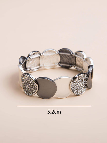 1pc Fashionable Rhinestone Round Decor Bangle For Women For Outdoor Travel