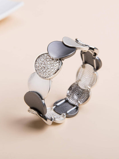 1pc Fashionable Rhinestone Round Decor Bangle For Women For Outdoor Travel