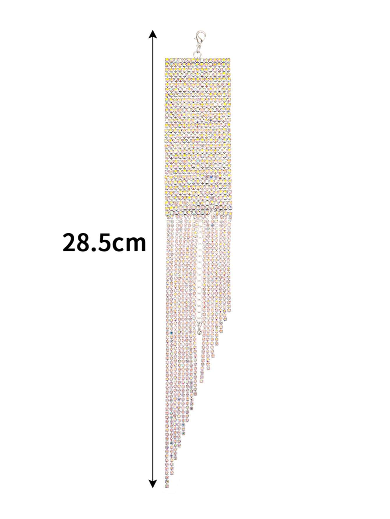 Rhinestone Tassel Decor Bracelet Silver One Size
