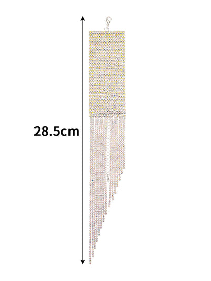 Rhinestone Tassel Decor Bracelet Silver One Size