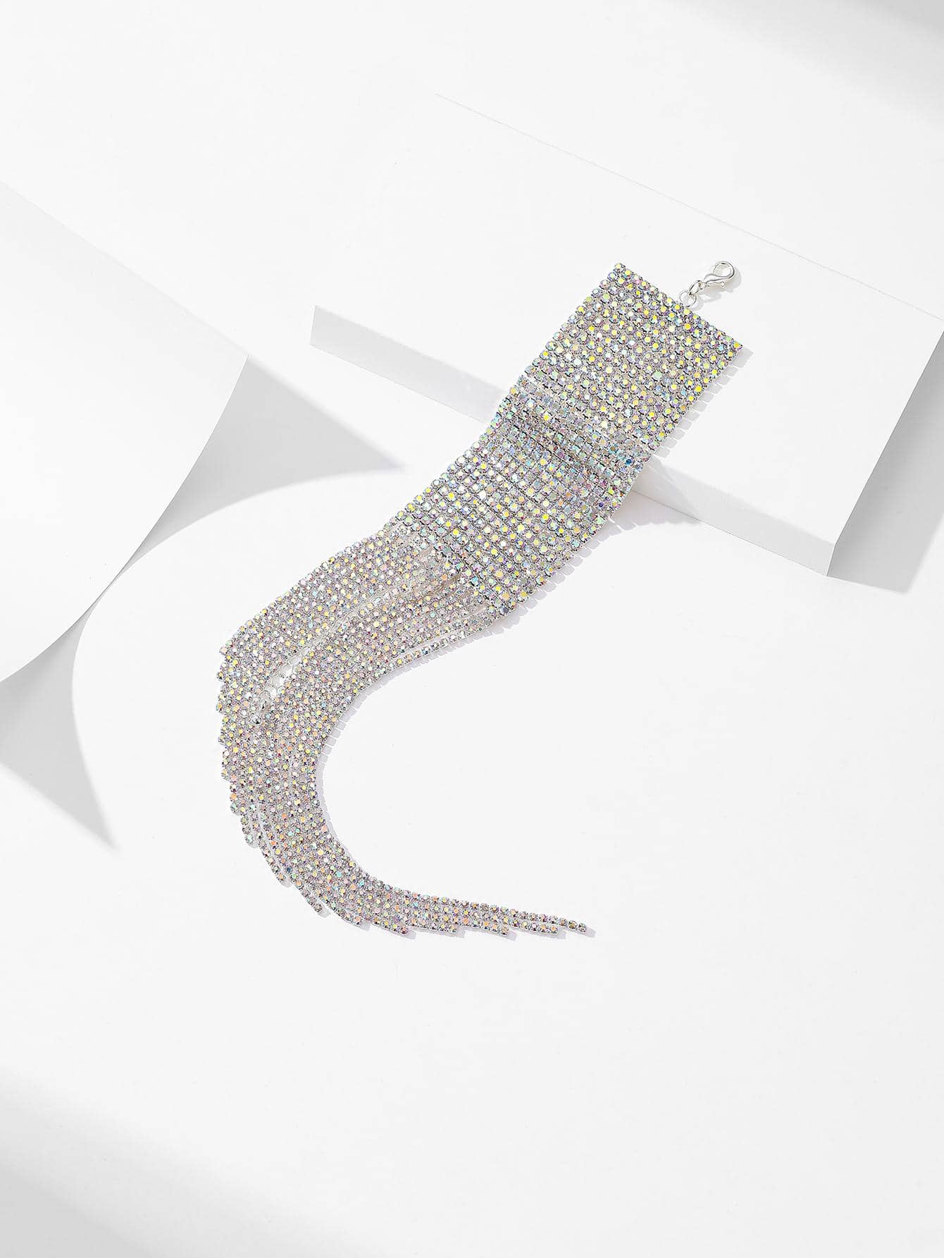 Rhinestone Tassel Decor Bracelet Silver One Size