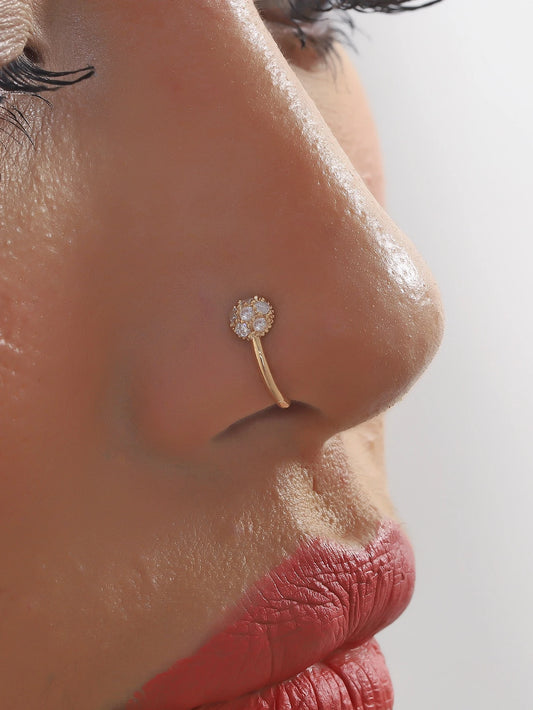 yhvmcl 1pc Butterfly Rhinestone & Cubic Zirconia Decorated Nose Clip For Women, Elegant & High-End Style, Suitable For Daily Wear