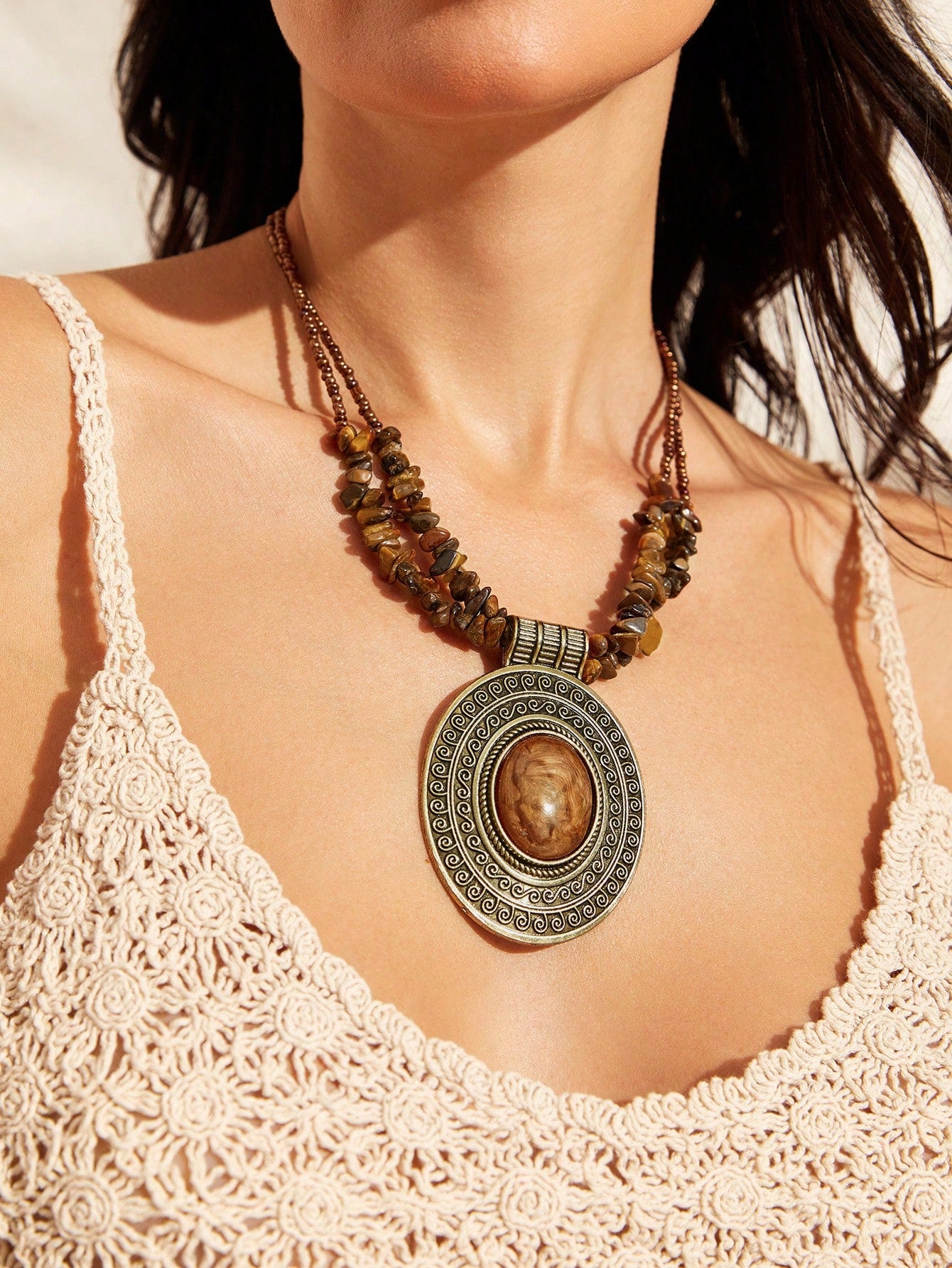 Travachic One Piece European And American Style Personalized Vintage Agate Necklace For Women