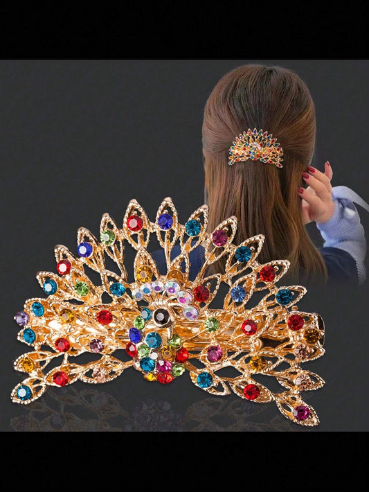 1pc Peacock-Shaped Hair Clip For Women, Korean Style And Fashionable, Large Size Spring Barrette For All Occasions Royal, School Stuff, Hair Accessories, Head Accessories, Hairpin