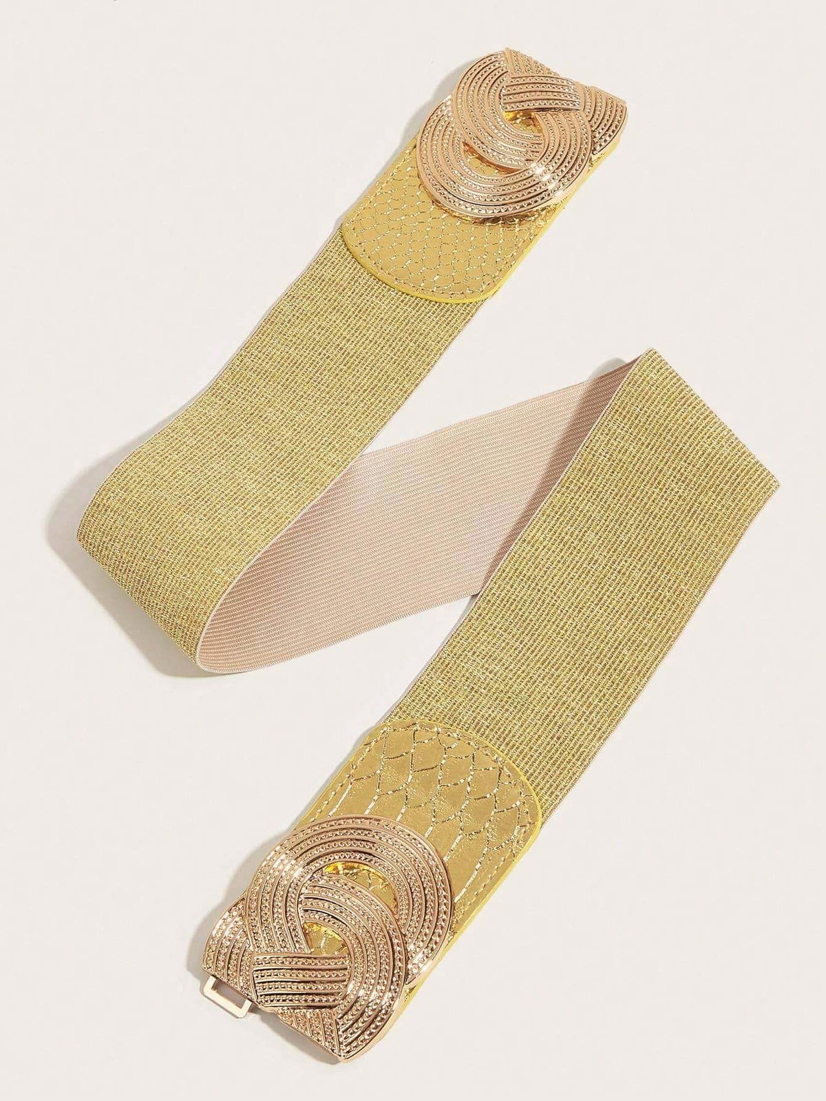 1pc Women Threaded Buckle Gold Elastic Waist Belt Halloween