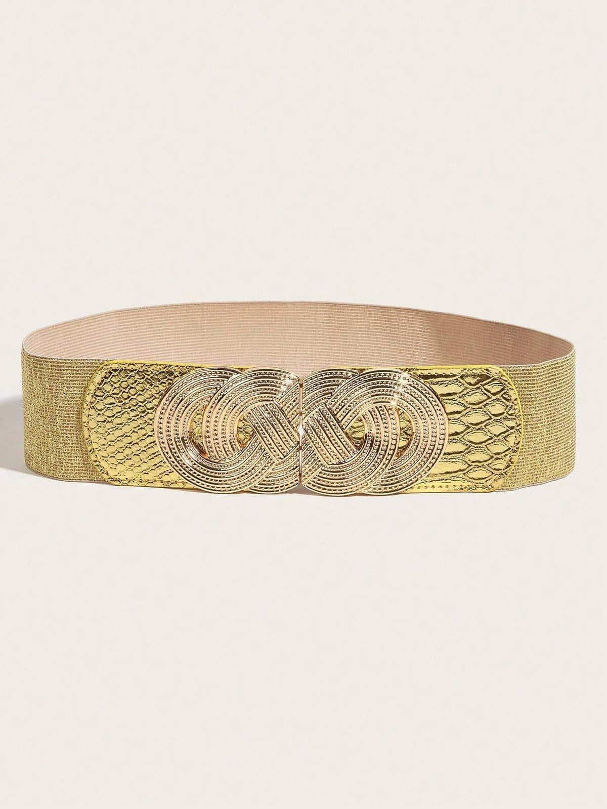 1pc Women Threaded Buckle Gold Elastic Waist Belt Halloween