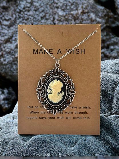 Vintage Oval Pendant Necklace (Card Not Included)