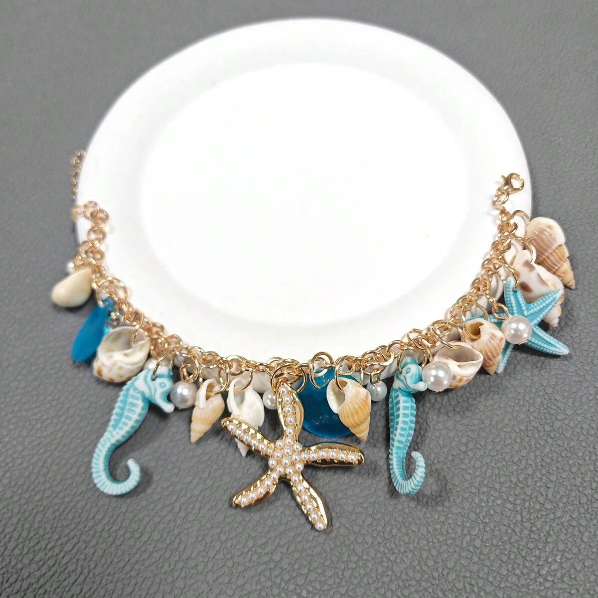 1pc Bohemian Style Alloy & Pearl Decor Starfish Bracelet For Women, Summer Beach
