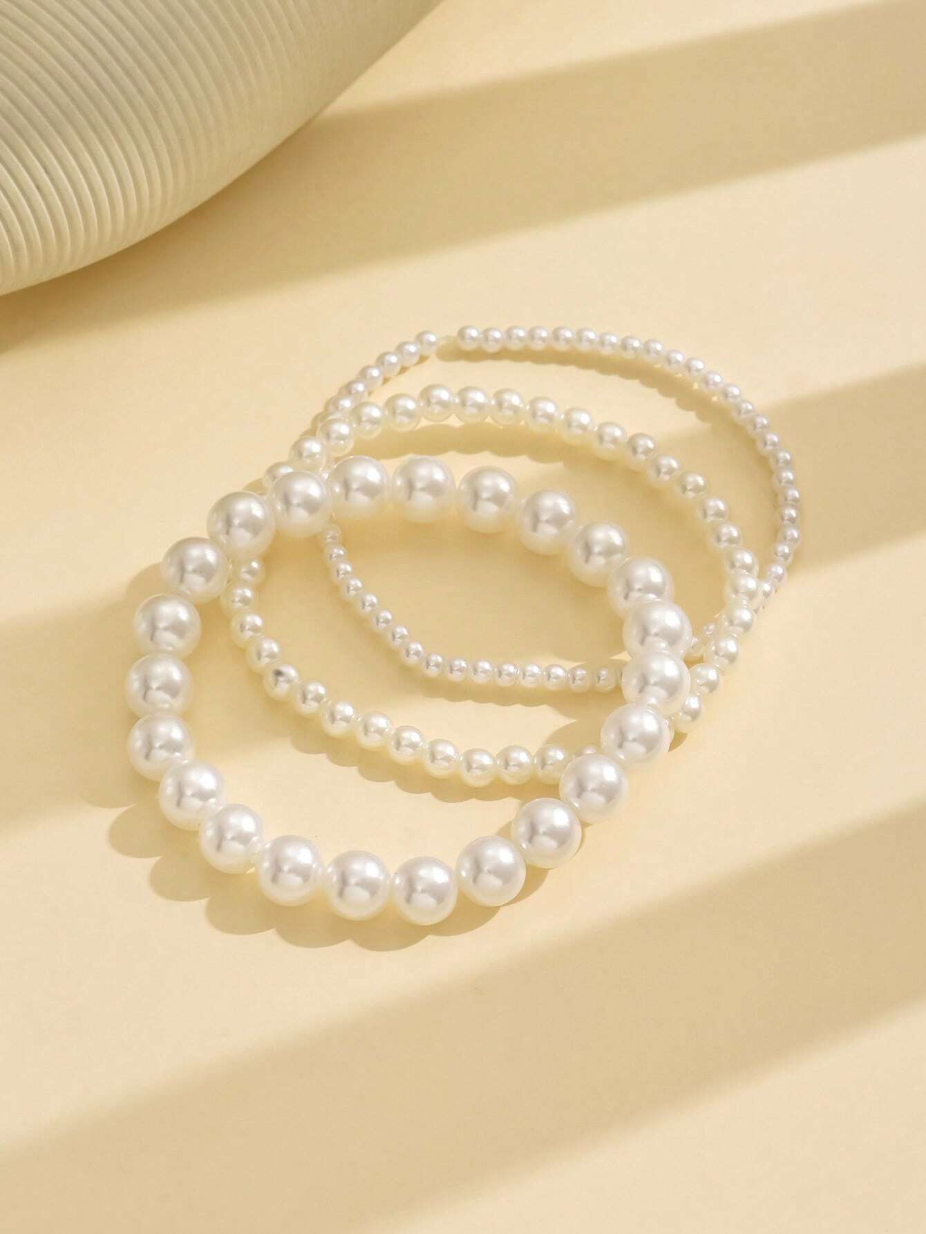 3pcs/Set Vintage Faux Pearl Jewelry Anklet, Simple And Elegant Design For Women's Feet, Suitable For Daily Wear