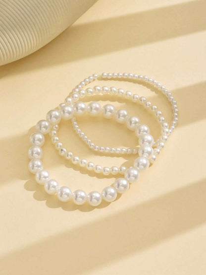 3pcs/Set Vintage Faux Pearl Jewelry Anklet, Simple And Elegant Design For Women's Feet, Suitable For Daily Wear