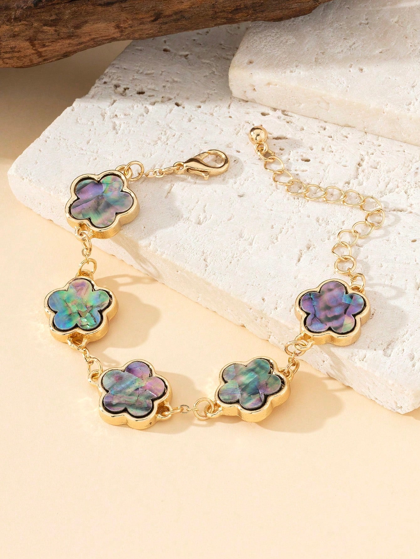 1pc Metallic Vintage Style Lucky 4-Leaf Clover Bracelet, Wedding Gift For Women Valentines