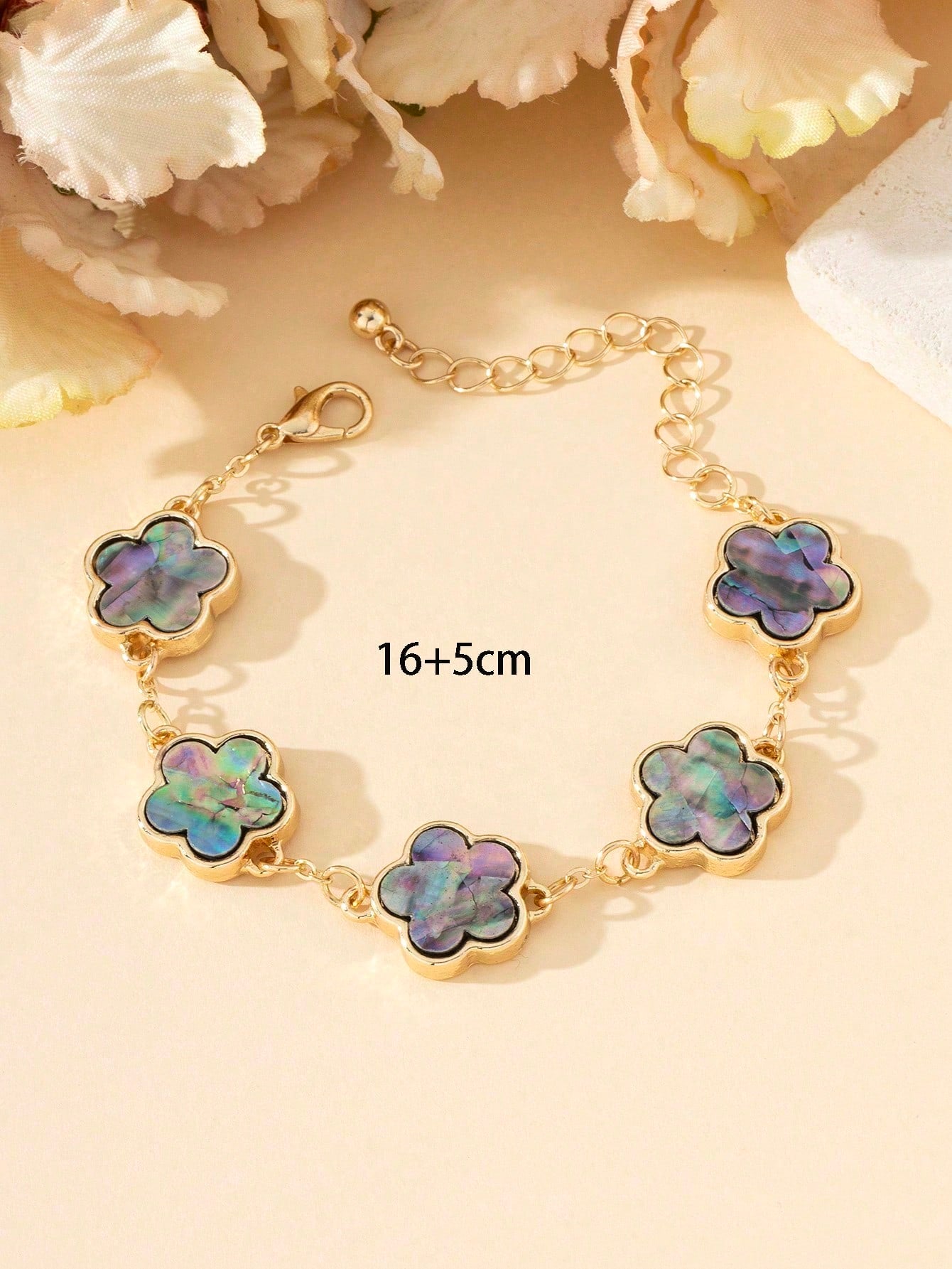 1pc Metallic Vintage Style Lucky 4-Leaf Clover Bracelet, Wedding Gift For Women Valentines
