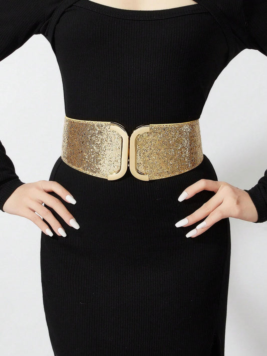 1pc Women's Elastic Waist Belt With Buckle Decoration, Suitable For Everyday Use Summer, School Fall, Autumn, Halloween