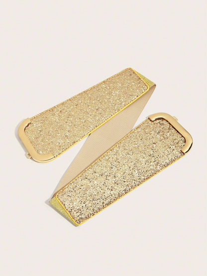 1pc Women's Elastic Waist Belt With Buckle Decoration, Suitable For Everyday Use Summer, School Fall, Autumn, Halloween
