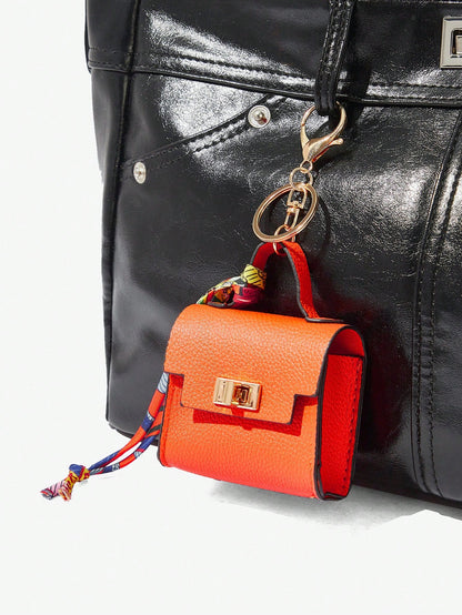 SHEIN SXY Mini Keychain Clip Holder, Portable Small Coin Purse, Earphone Case, Bag Decor