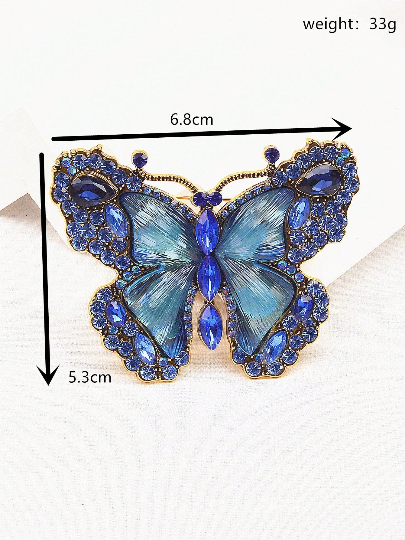1pc Retro Crystal Butterfly Brooch, Suitable For Daily Wear