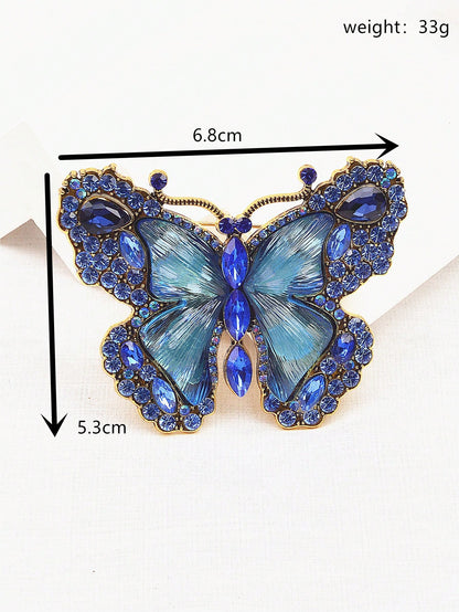 1pc Retro Crystal Butterfly Brooch, Suitable For Daily Wear