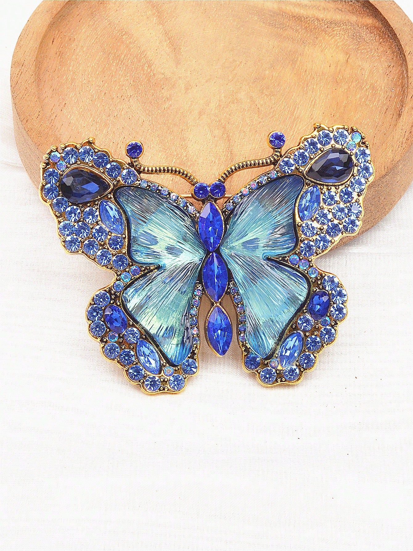 1pc Retro Crystal Butterfly Brooch, Suitable For Daily Wear