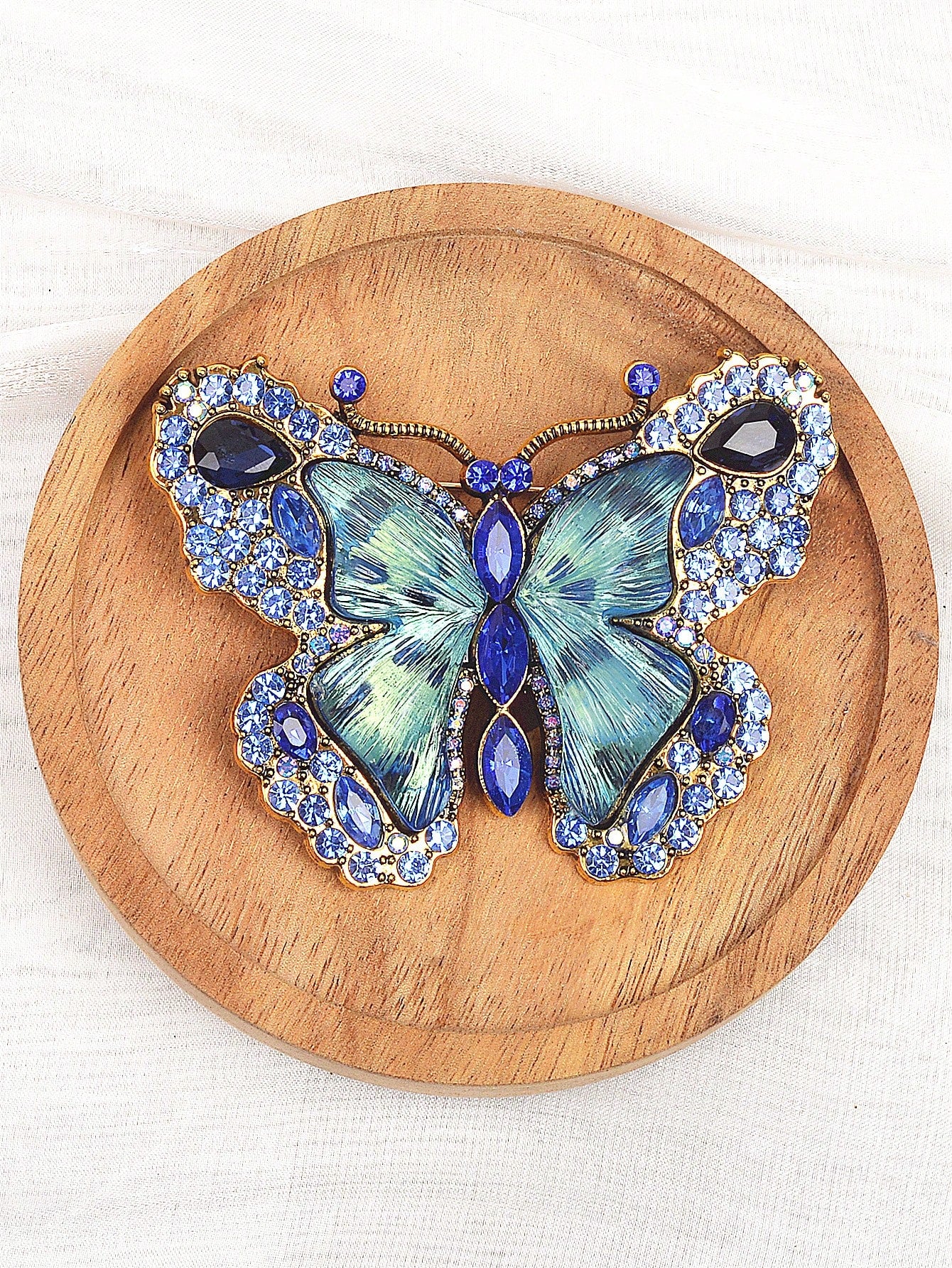 1pc Retro Crystal Butterfly Brooch, Suitable For Daily Wear