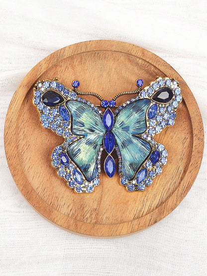 1pc Retro Crystal Butterfly Brooch, Suitable For Daily Wear