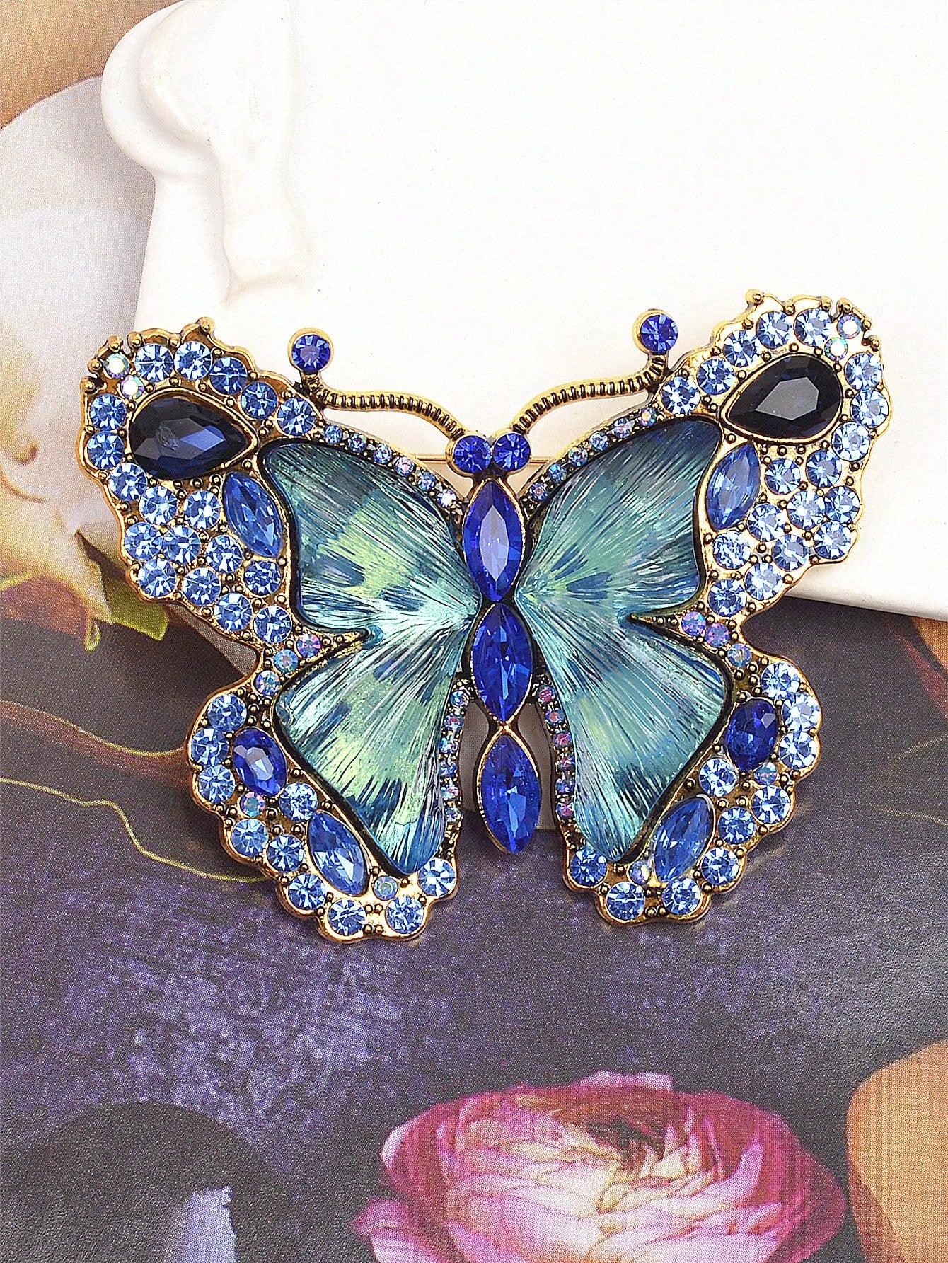 1pc Retro Crystal Butterfly Brooch, Suitable For Daily Wear
