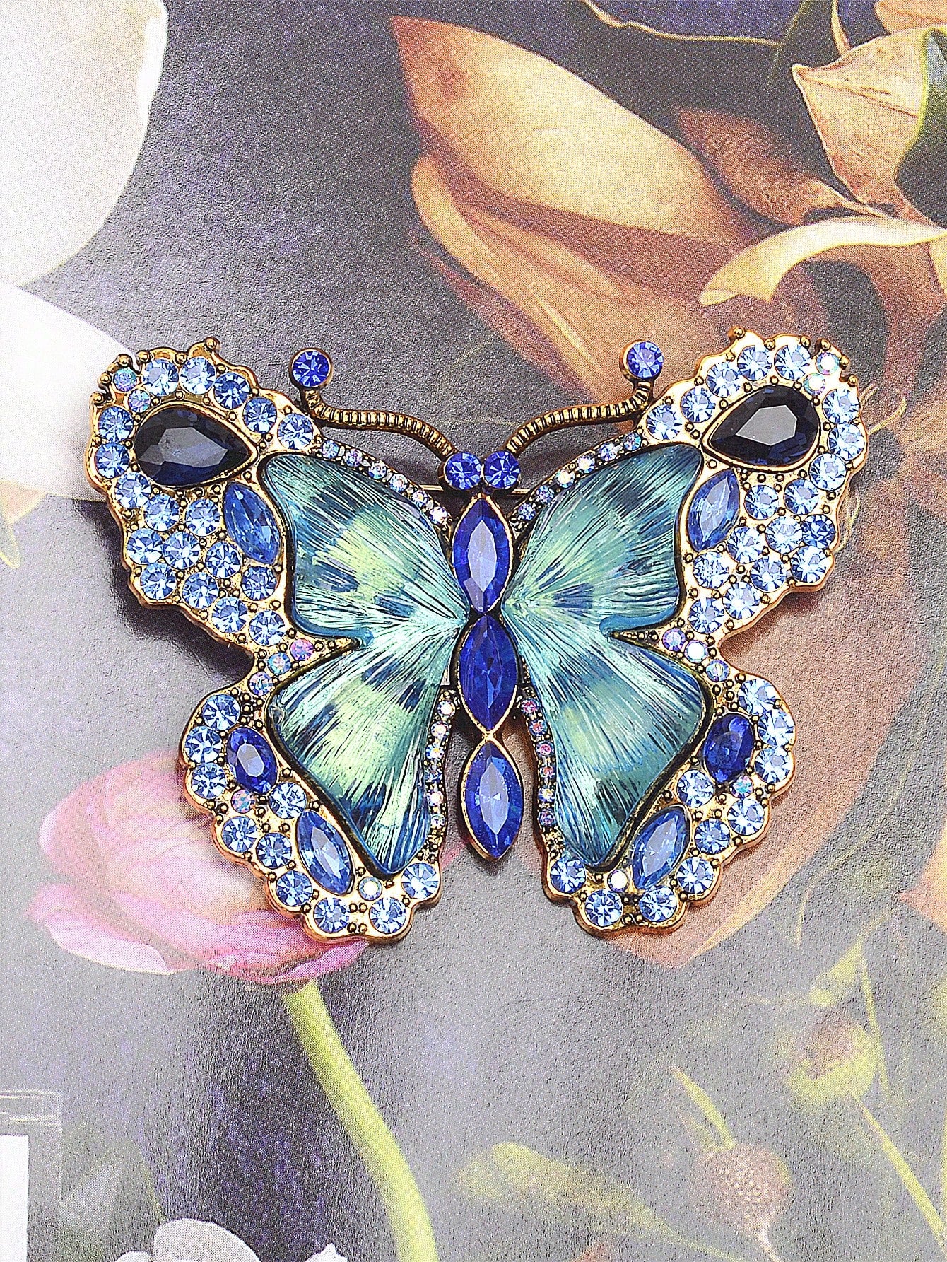 1pc Retro Crystal Butterfly Brooch, Suitable For Daily Wear