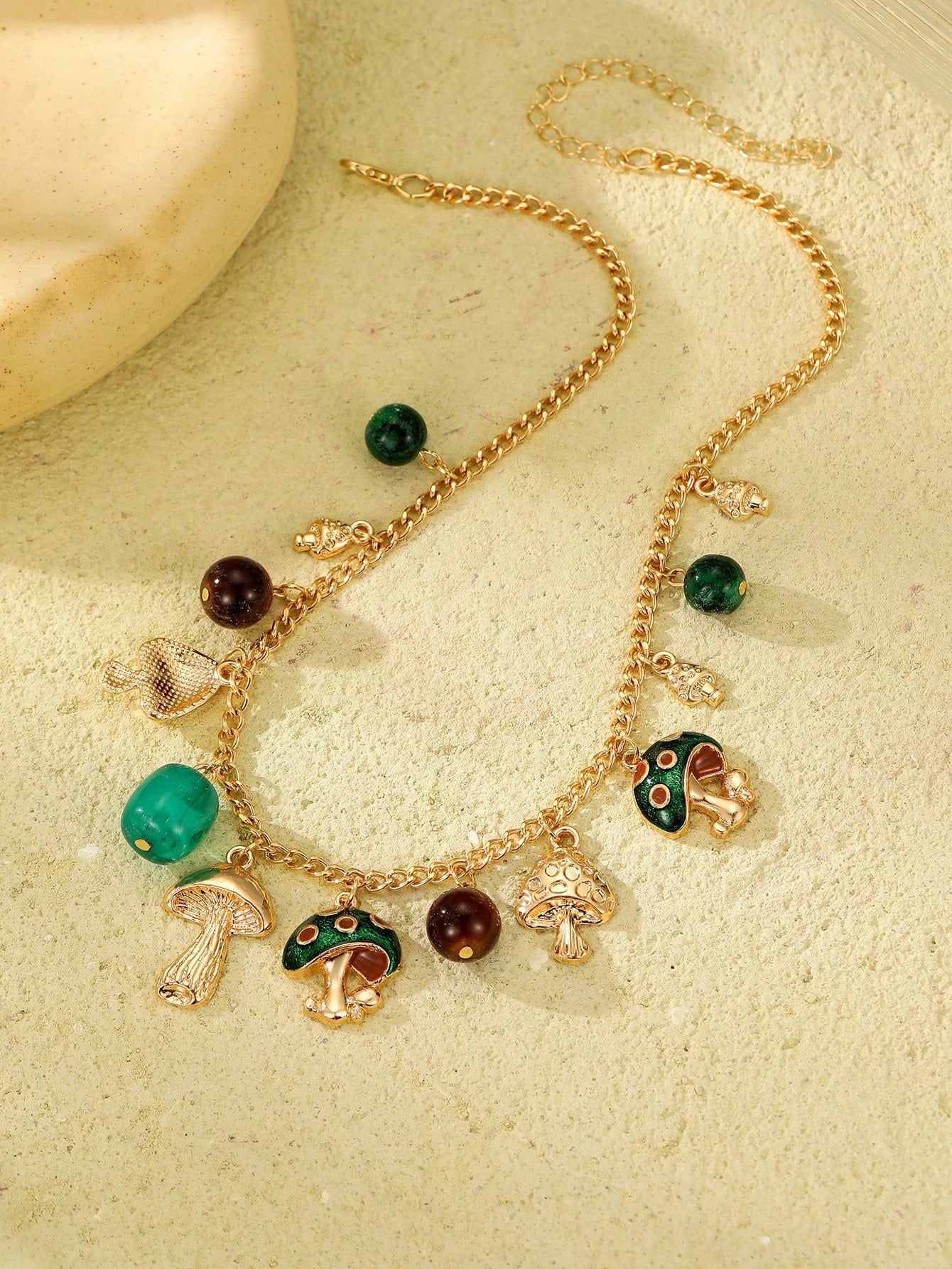 1pc Women's Bohemian Style Alloy Small Mushroom Pendant Chain Necklace